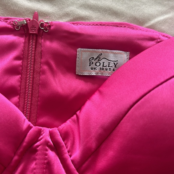 Hot pink Oh Polly satin dress - Picture 3 of 5